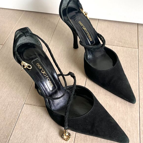 Sergio Rossi Black Heart Charm Heels - Picture 10 of 14